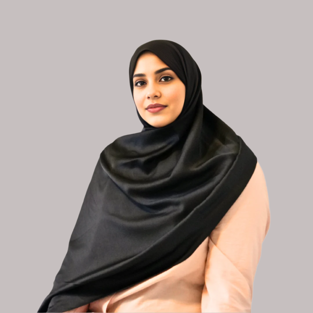 Grain Satin Hijab - Black