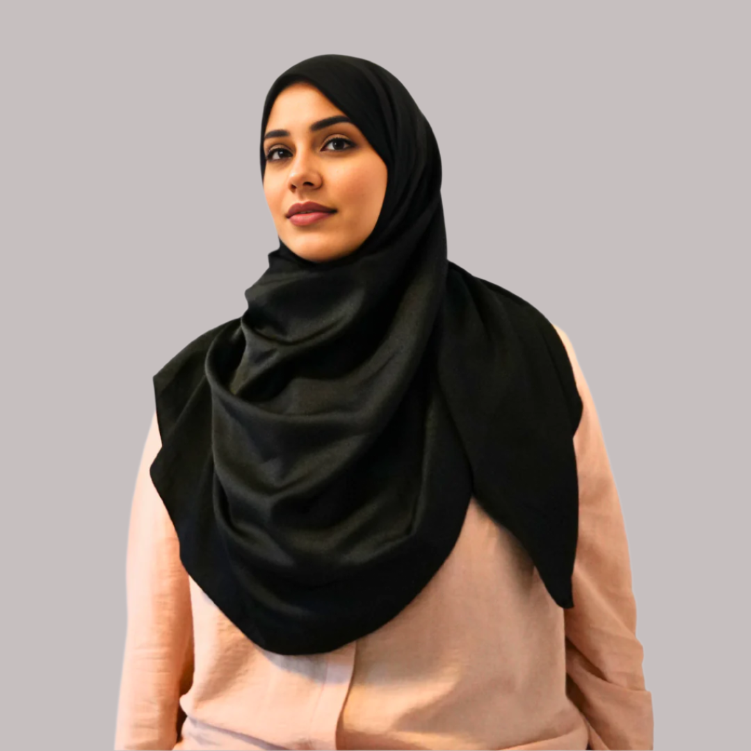 Grain Satin Hijab - Black