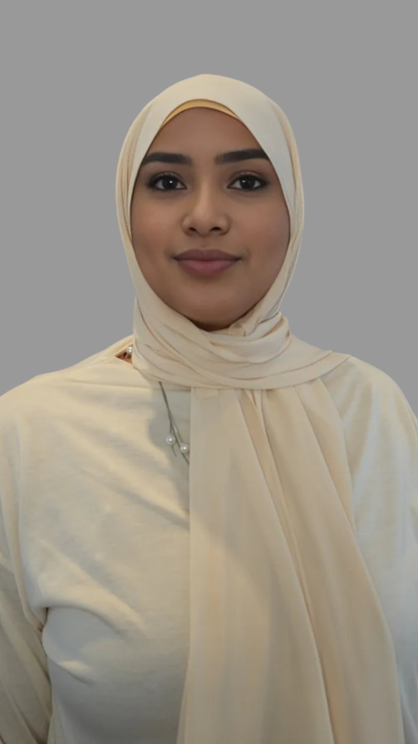 Light beige instant chiffon hijab with built in magnets and sewn matching undercap for easy modest wear3