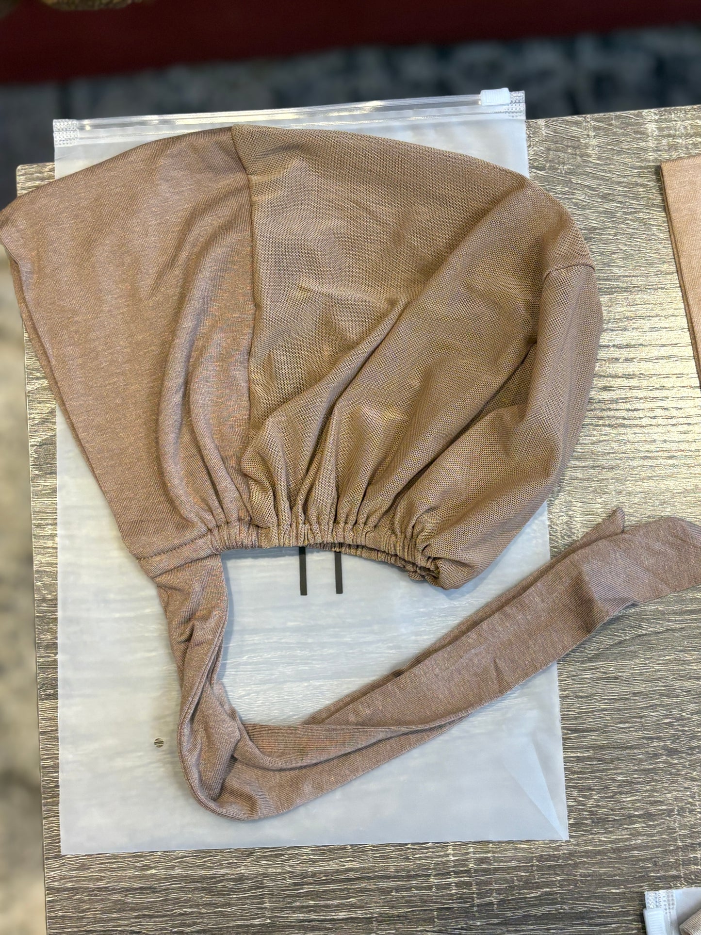 Tie back mesh undercap taupe GTA Canada