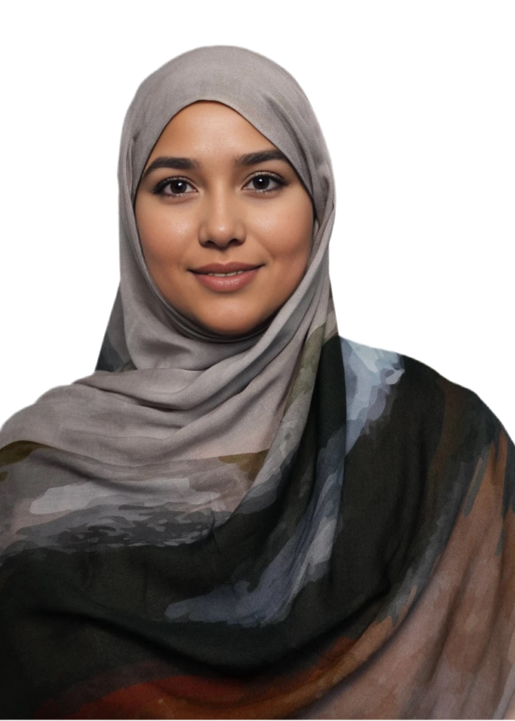 Woman wearing a Fall Printed Modal hijab