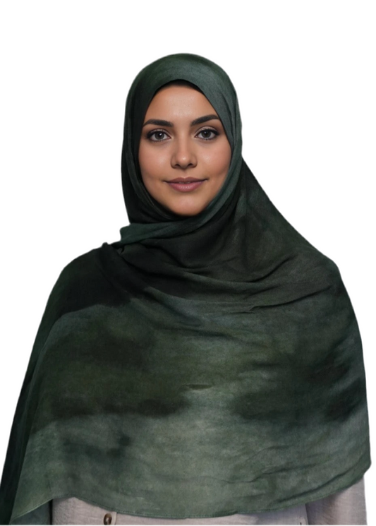 Green Mirage Printed Modal Hijab