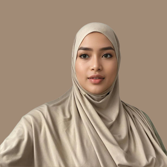 Premium Bamboo Jersey Hijab - Ivory Sand