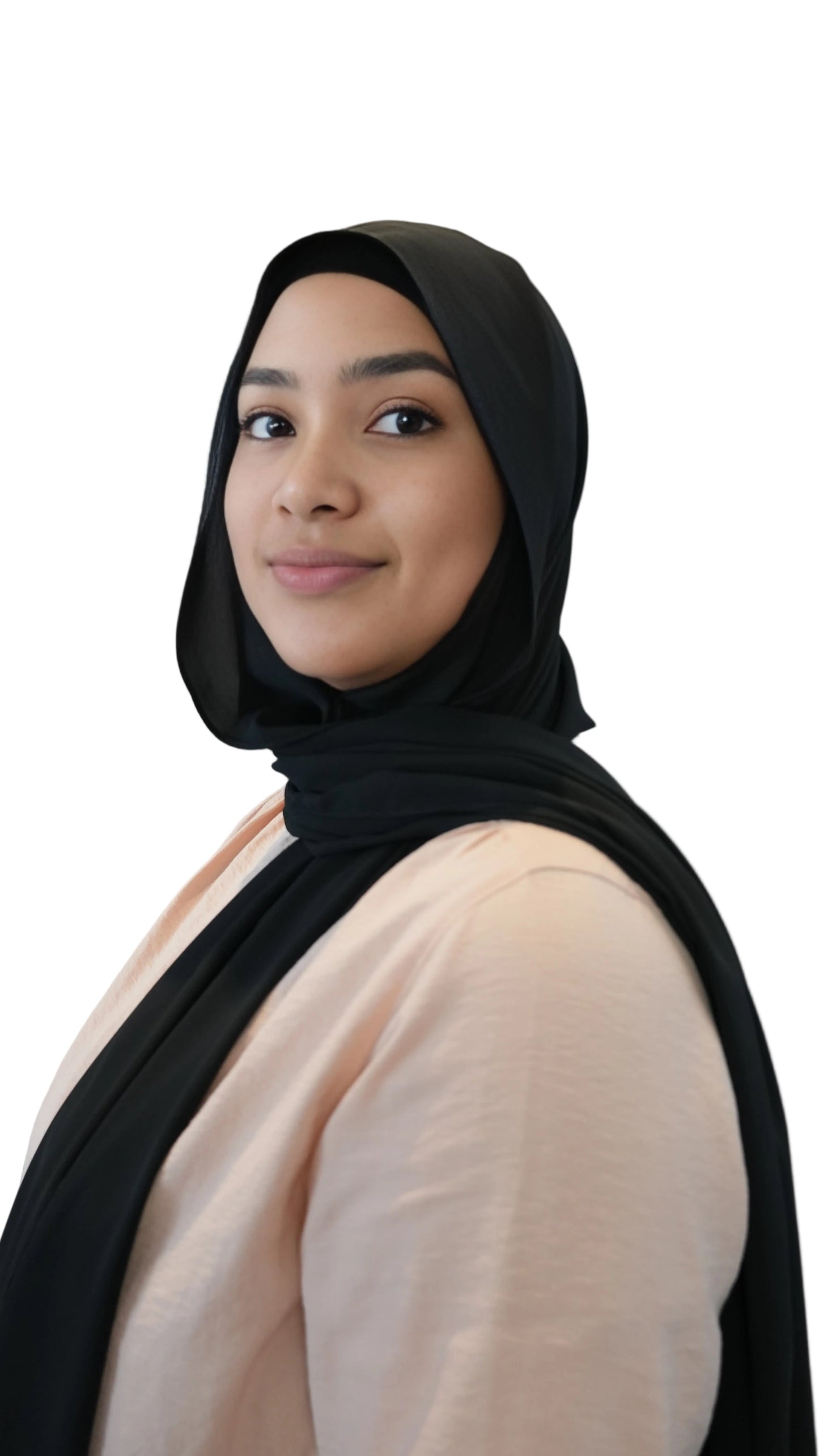 3 in 1 instant chiffon black hijab with built in magnets and sewn undercap for secure effortless wear
