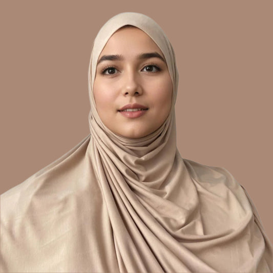 Premium Bamboo Jersey Hijab - Ivory Blush