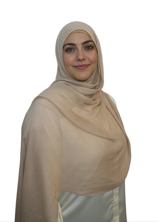 Cream modal hijab with soft lightweight drape by Mya Hijabs in Canada