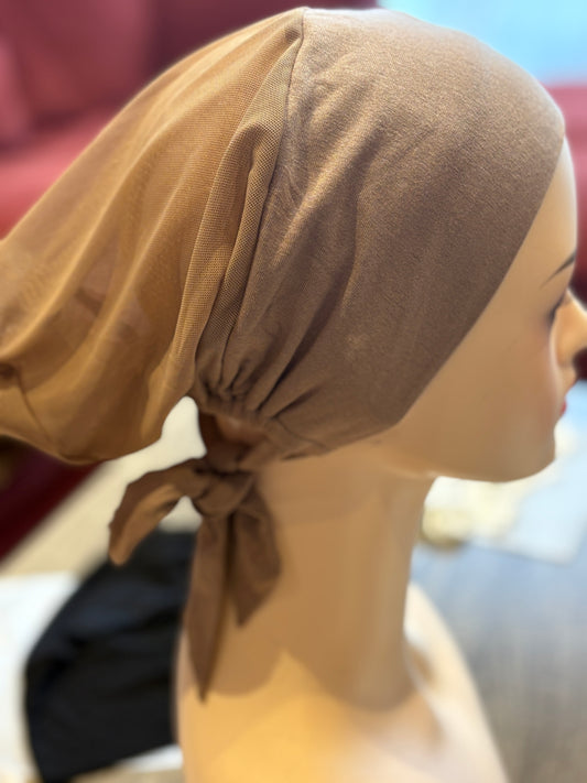 Tie back mesh undercap taupe GTA Canada-1