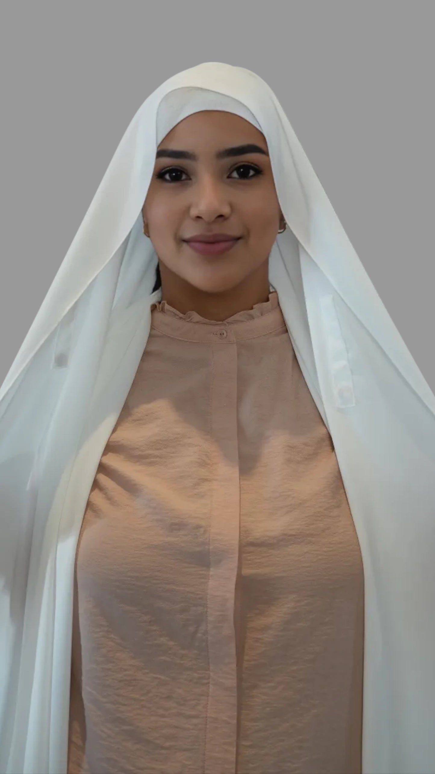 White Instant Chiffon Hijab with built in magnets  at Mya Hijabs in Mississauga, Canada